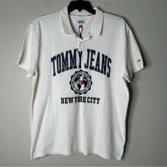 Tommy Jeans Shirt Male Polo‎ White Size XL - Picture 1 of 7